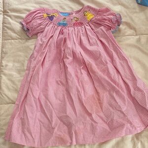 Pink Gingham Smocked Kids Dress